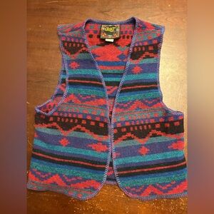 Circle T M western Aztec rodeo cowgirl vest wool vintage outdoor costal tribe